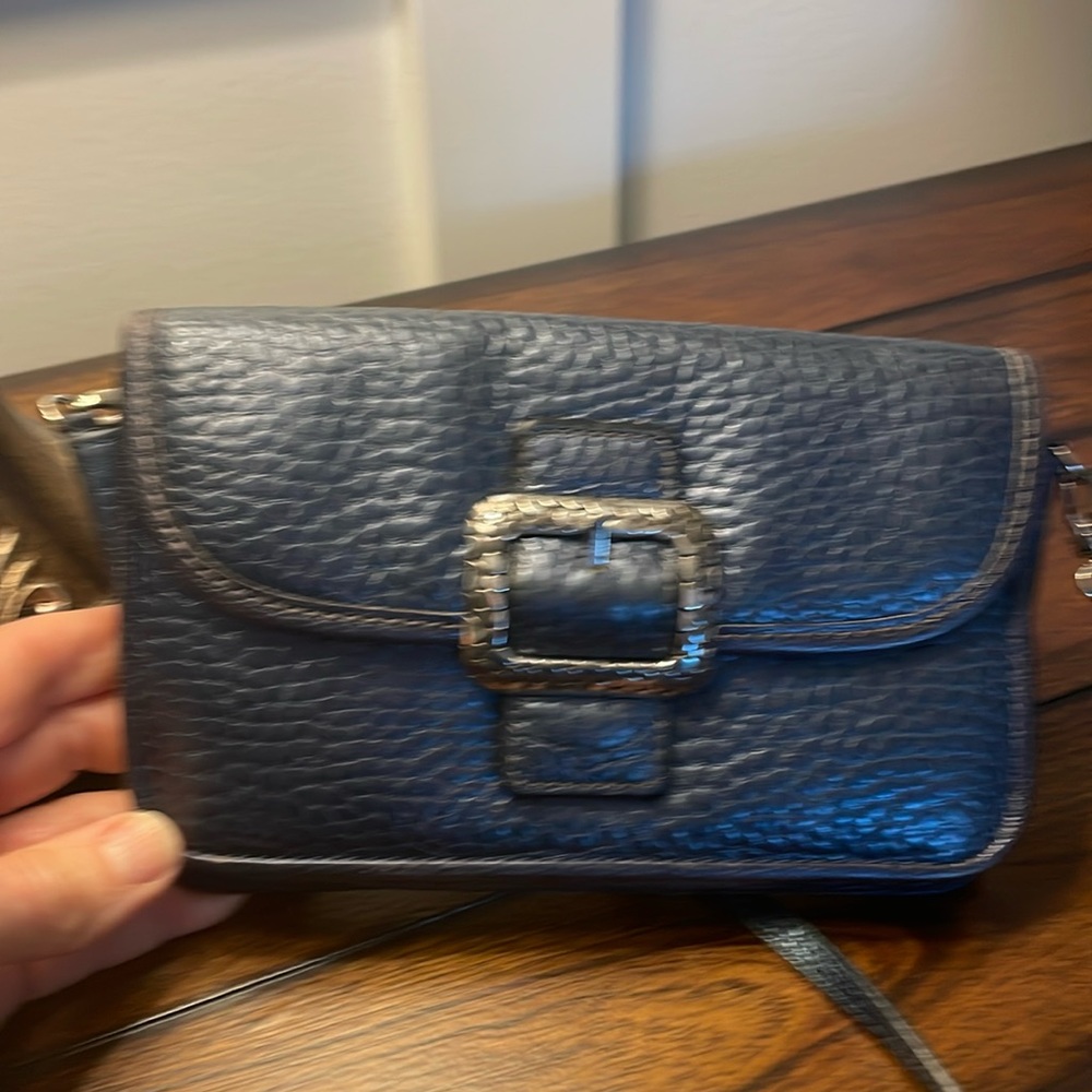 Brighton Metallic Blue pebble leather crossbody